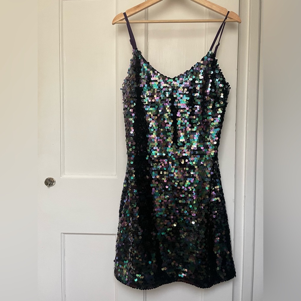 DKNY Iridescent Sequin Mini Dress